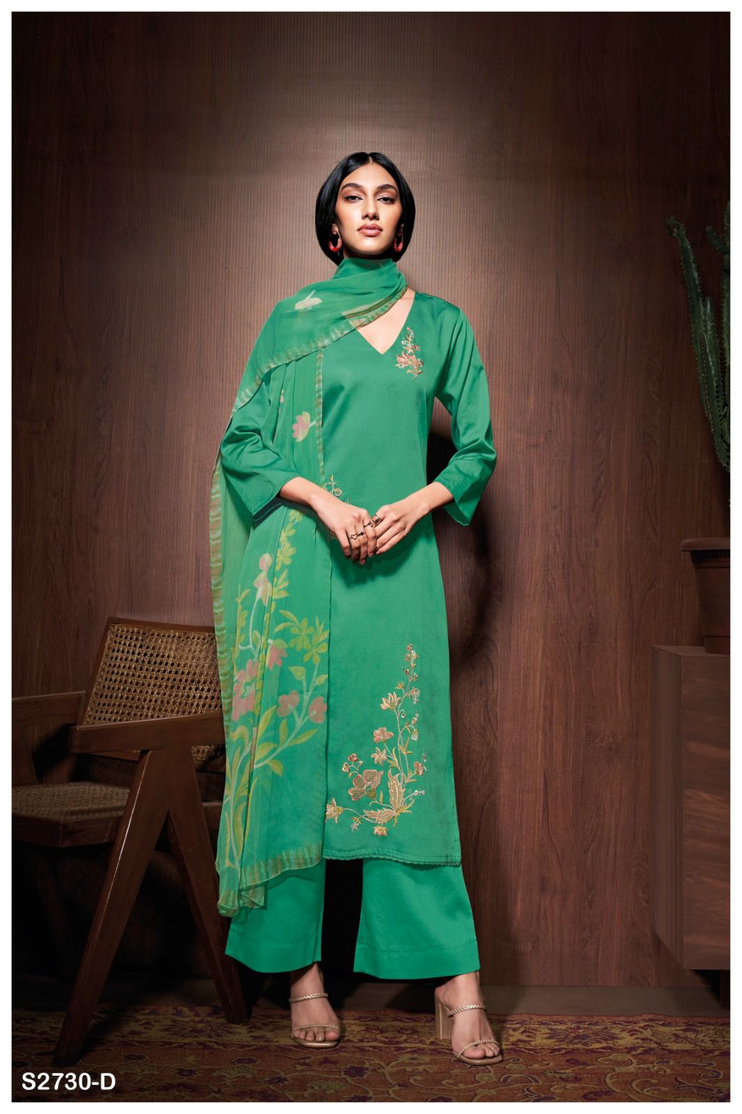 Aashi 2730 By Ganga Embroidery Premium Cotton Silk Dress Material Wholesale Price In Surat